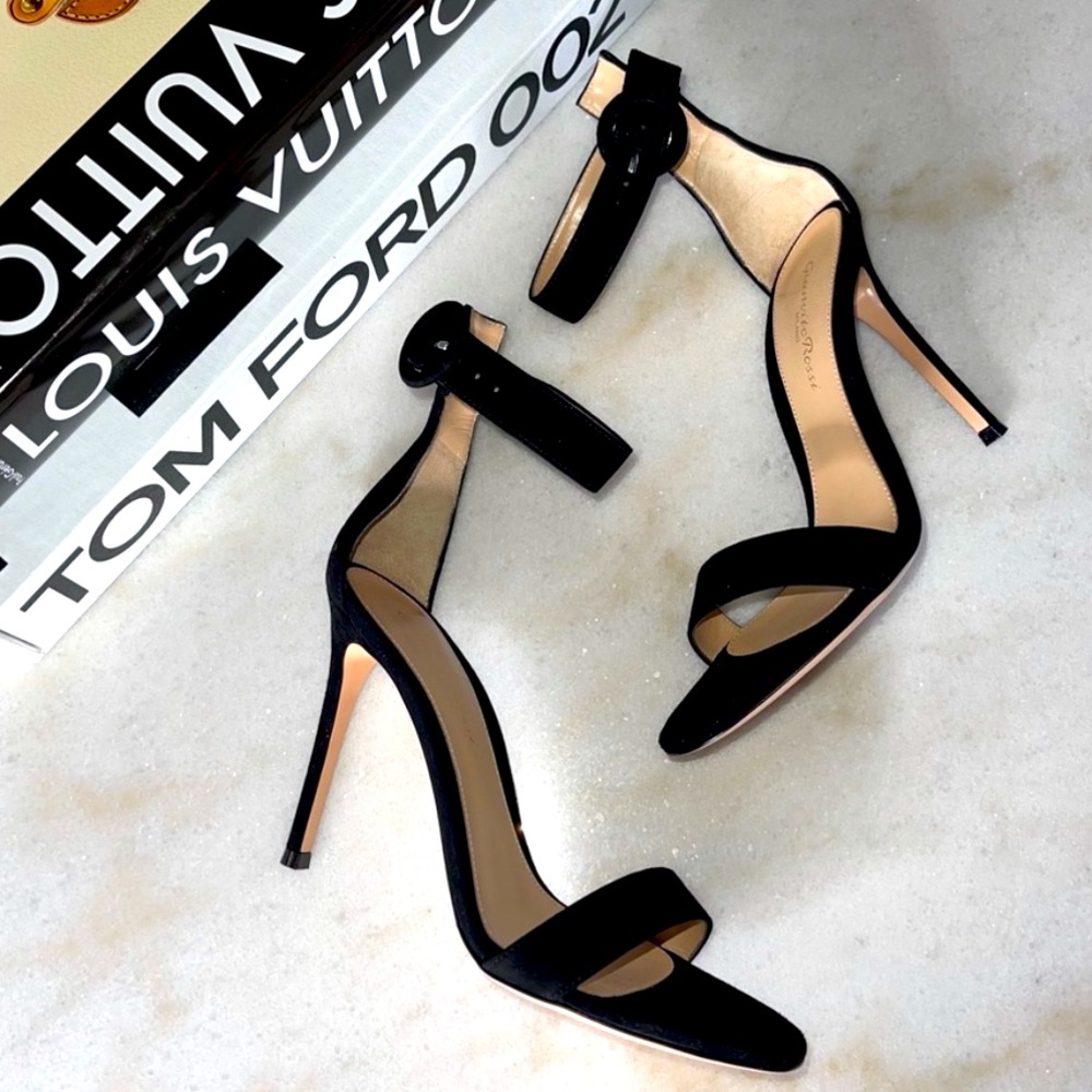 Gianvito Rossi Portofino 105 Black Suede Sandals